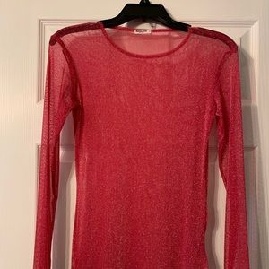 Pink womens sheer top